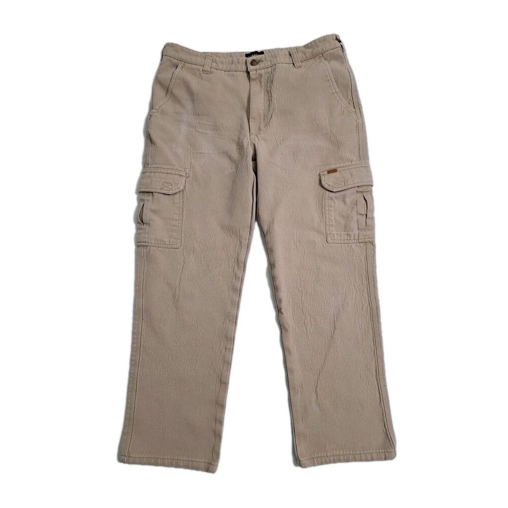 Stanley Mens 34x32 Fleece Lined Cargo Pants Canvas Rugged Workwear Khaki